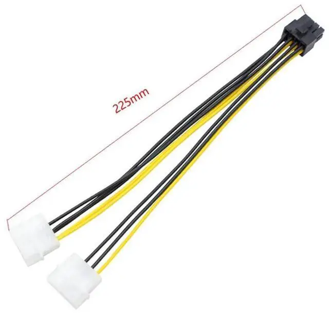 Alt view image 6 of 6 - Dual 4 Pin Molex to ATX 8 Pin Video Card GPU Power Supply Cable 8.6'' 22cm