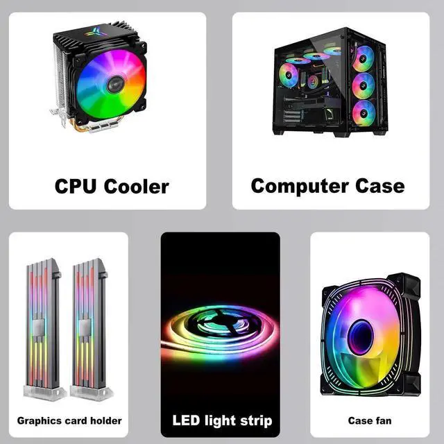 Alt view image 6 of 7 - ARGB Extension Cable 5V 3 Pin Addressable RGB Connector Adapter Extension Cable Synchronous Cord Wire for ARGB LED Fans-1M/3.3FT-2Pcs