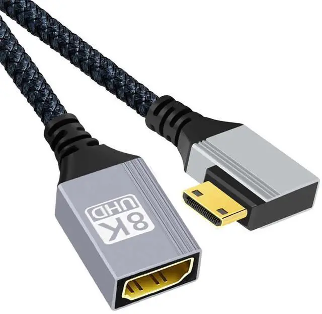 Main image of Type-C Mini HDMI 2.1 8K Right Angled 90 Degree to HDMI Female Short Extension Cable HDTV for DV Camera Laptop Portable Monitor 17cm