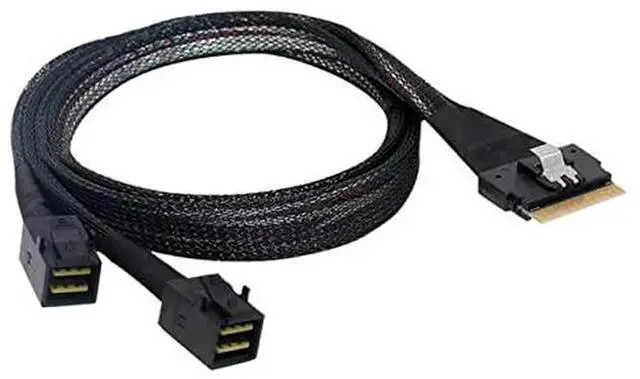Main image of PCI-E Ultraport Slimline SAS Slim 4.0 SFF-8654 8i 74pin to Dual SFF-8643 4i Mini SAS HD Cable PCI-Express