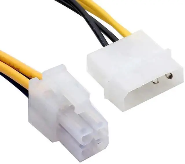 Alt view image 2 of 2 - 3-Pack LP4 Molex Male to ATX 4 pin Male Auxiliary Power Adapter Cable 9.5-inch (24cm), Black