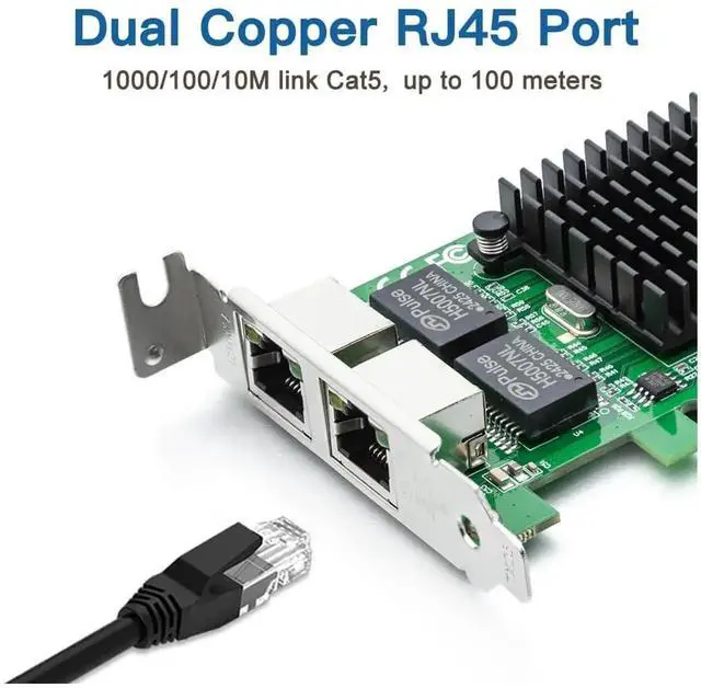 Alt view image 2 of 7 - Gigabit Dual NIC with Intel 82576 Chip, 1Gb Network Card Compare to Intel E1G42ET NIC, 2 RJ45 Ports, PCI Express 2.1 X1, Ethernet Card with Low Profile for Windows/Windows Server/Linux