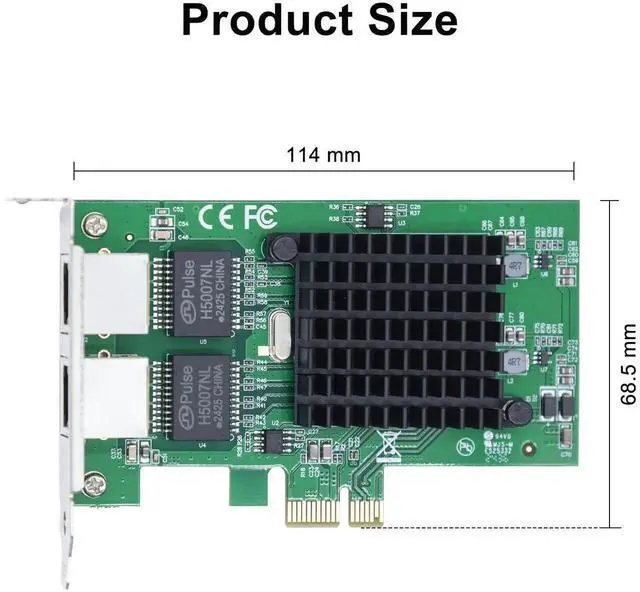 Alt view image 4 of 7 - Gigabit Dual NIC with Intel 82576 Chip, 1Gb Network Card Compare to Intel E1G42ET NIC, 2 RJ45 Ports, PCI Express 2.1 X1, Ethernet Card with Low Profile for Windows/Windows Server/Linux