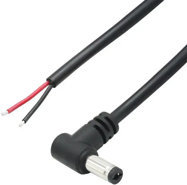 Alt view image 2 of 7 - 4Pcs DC 5.5mm x 2.1mm Male Plug Power Pigtail Wire 1M/3FT,18AWG 90 Degree Right Angle DC5521 Male Plug Jack to 2 Pin Bare Wire Open End Power Cable,for DC Power Supply Cable Repair Replacement