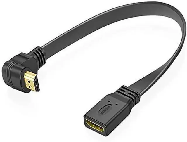 Alt view image 2 of 7 - HDMI Extension Cable High Speed 90-Degree Down Angle Male to Female Extension Wire Cord HDMI Extender - Gold Plated Plugs (1FT)