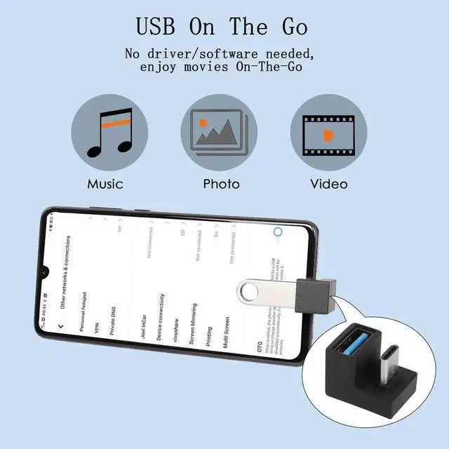 Alt view image 4 of 6 - U-Shape USB C to USB 3.1 Adapter 180 Degree Type C Male to USB A3.1 Female Coupler Connector 10Gbps Support Data Transfer OTG 2Pcs