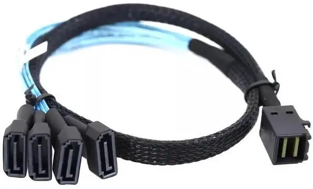 Alt view image 2 of 5 - Mini SAS HD SFF-8643 to 4 Ports SATA 7P Male Cable 100CM