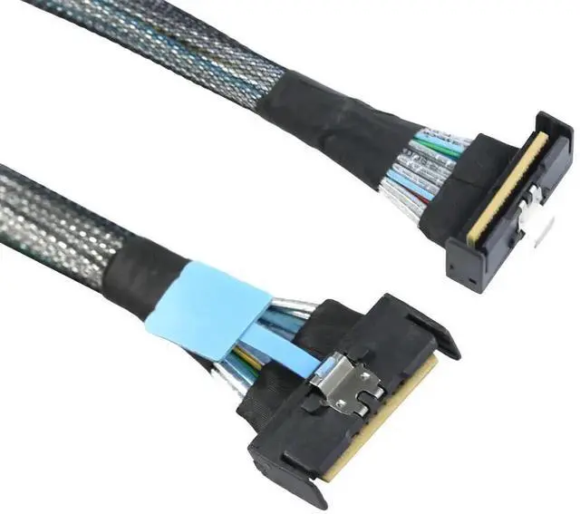 Alt view image 3 of 6 - Right Angle SAS MCIO SFF-8654 8I 5.0 74P PCIE to MCIO SFF-8654 connection cable (0.5m)