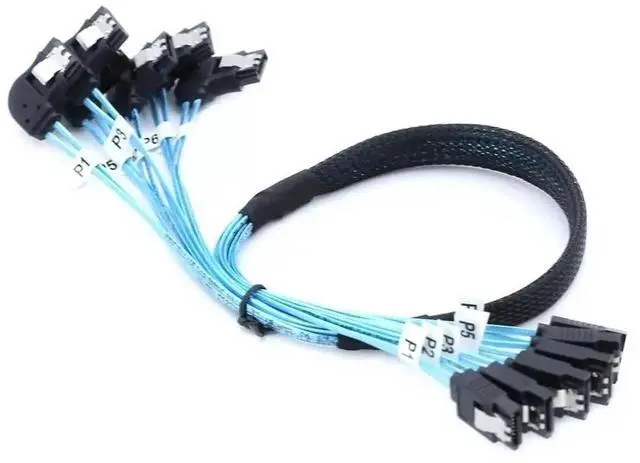 Alt view image 4 of 5 - SAS4.0 6 SATA to 6 SATA 7Pin Female Right Angle SSD Solid State Drive Data Cable 50CM