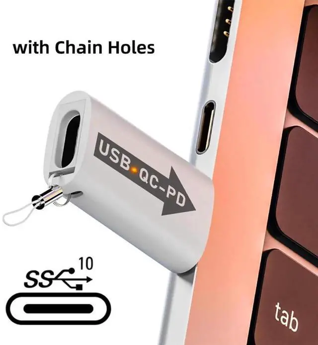 Alt view image 7 of 7 - 2 Pack 10Gbps USB 3.0 Female to PD USB-C Type C Male Connector QC Data Sync Type C Adapter for Laptop Tablet Phone