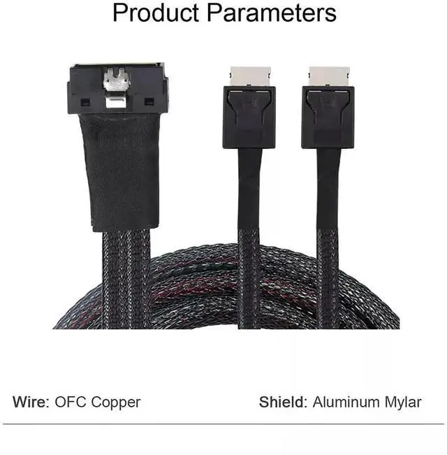 Alt view image 3 of 6 - SAS4.0 Slimline LP Low Profile SFF-8654 8i 74P to 2 Ports OCulink 8611 4i 38P Server Adapter Cable 100CM