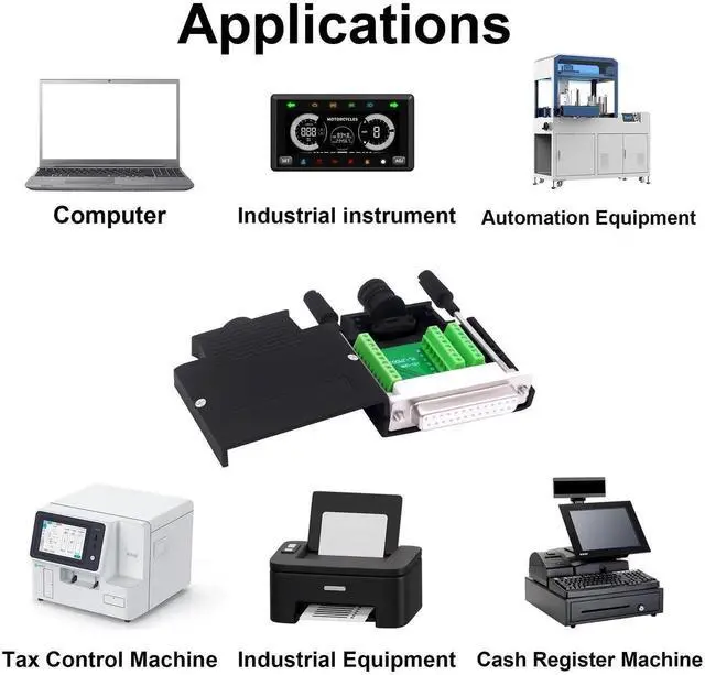 Alt view image 5 of 7 - DB25 Female Solderless Connector Breakout Board RS232 D-SUB 25 Pin Serial Adapter Terminal Block with Case (Female)