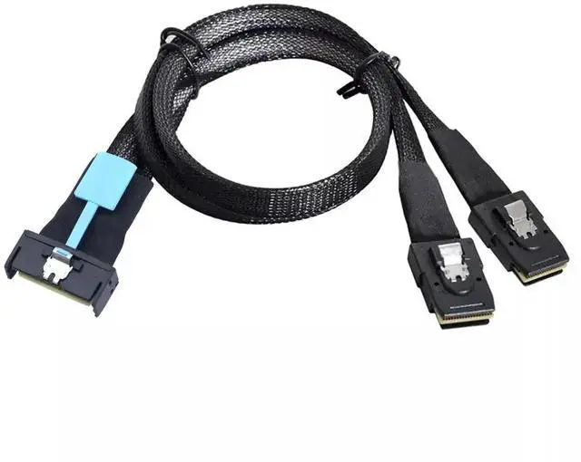 Alt view image 2 of 6 - PCI-E 5.0 MCIO 8X 74P to 2X 36P Mini SAS SFF-8087 Extension Cable for Servers 100CM