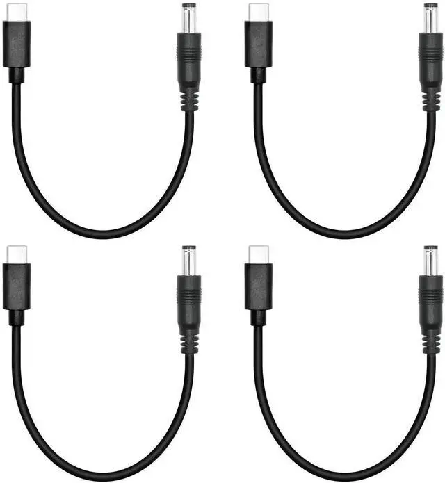 Main image of 4Pcs Short DC 5.5mm x 2.1mm to USB C Power Cord 15cm/6inch, 5V DC 5521 Male to USB Type C Male Plug Power Charging Cable Extension Cord, for Small Fan, Bedside Lamp Etc Other Equipment