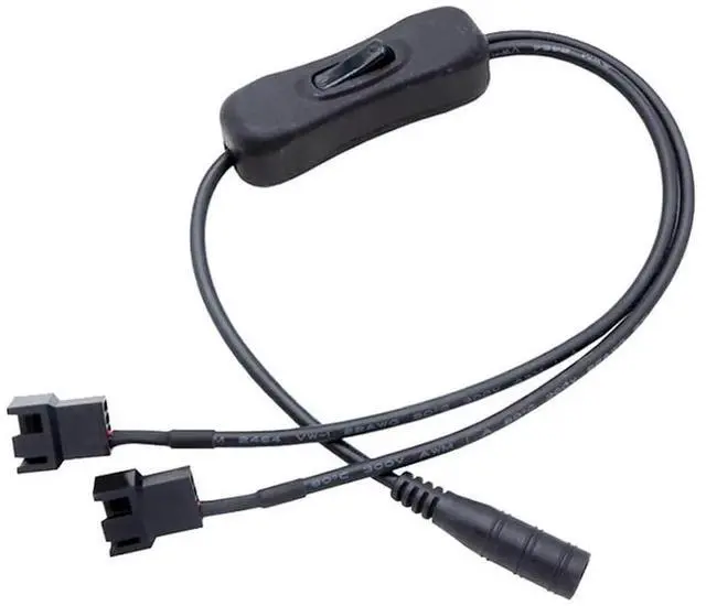 Main image of DC Power Supply Plug to Dual 3/4-Pin PC Fan Power Adapter with Switch 15.7inch