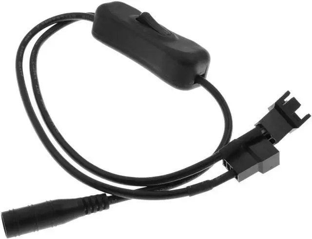 Alt view image 2 of 6 - DC Power Supply Plug to Dual 3/4-Pin PC Fan Power Adapter with Switch 15.7inch