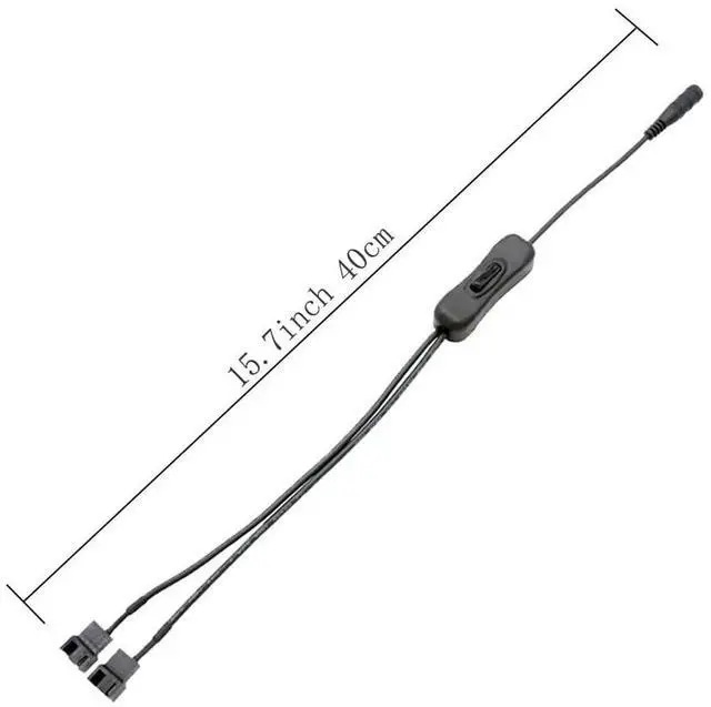 Alt view image 6 of 6 - DC Power Supply Plug to Dual 3/4-Pin PC Fan Power Adapter with Switch 15.7inch