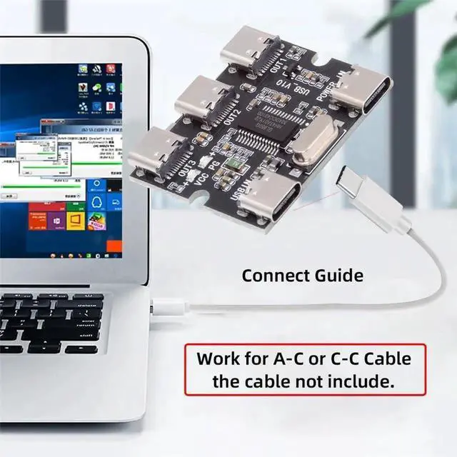 Alt view image 6 of 7 - USB-C 2.0 1-to-3 Three Ports HUB Splitter PCBA Expansion Module Board PCs Multiport 3 Devices Type-C for Keyboard Mouse Scanner Printer