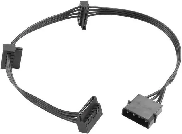 Main image of IDE Molex 4 PIN Male to 3 x SATA 15 PIN Female Expansion Power Cable 16.6in 18AWG Tinned Copper - for PC/NAS/Server Mechanical Hard Drives/SSDs