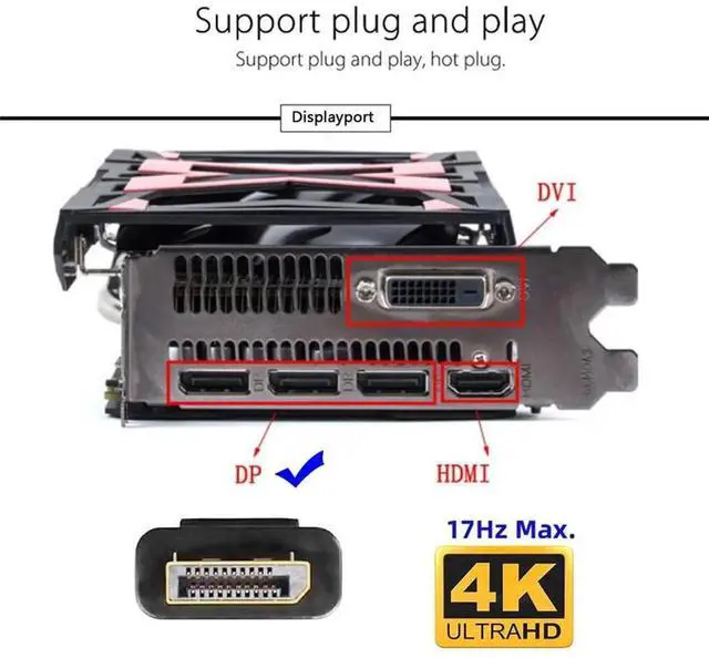 Alt view image 4 of 7 - DP 4K@17hz Virtual Display Adapter DP Displayport Dummy Plug Headless Ghost Display 2560x1600p@60Hz