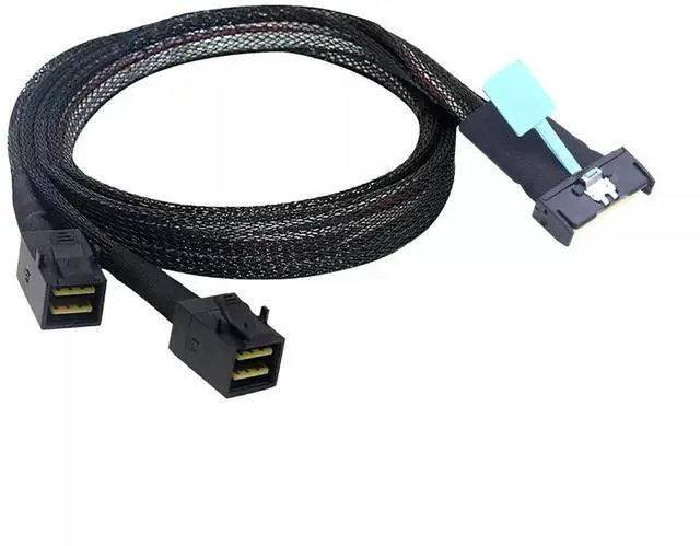 Main image of PCI-E 5.0 MCIO 8X 74P to 2X 36P Mini SAS HD SFF-8643 Server Adapter Cable (1m)