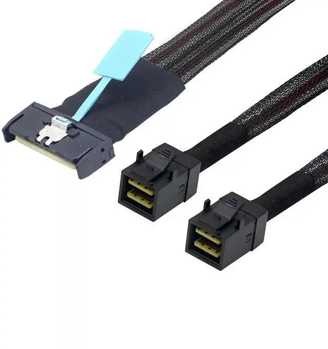 Alt view image 3 of 5 - PCI-E 5.0 MCIO 8X 74P to 2X 36P Mini SAS HD SFF-8643 Server Adapter Cable (1m)