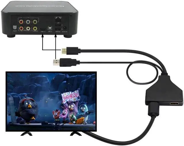 Alt view image 7 of 7 - 1080P 4K HDMI 2.0 one in Two Video Splitter with USB Power Cord,with USB2.0 HDMI1 Male to HDMI2 Female Cable,Suitable for with HDMI Interface Such as Laptop/Monitor/Projector. (0.3M)
