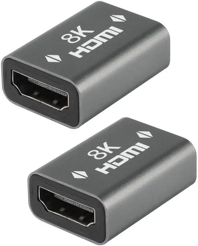 Main image of HDMI Female to Female Coupler HDMI Coulper Extension Cable Connector 3D 8K@60Hz HDR Aluminum Alloy for HDTV Roku Stick PC Monitor Laptop etc, Gray 2Pack