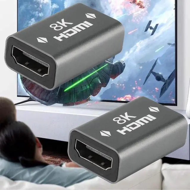 Alt view image 4 of 6 - HDMI Female to Female Coupler HDMI Coulper Extension Cable Connector 3D 8K@60Hz HDR Aluminum Alloy for HDTV Roku Stick PC Monitor Laptop etc, Gray 2Pack