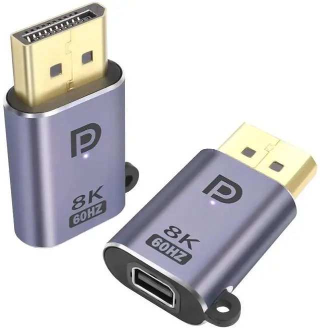 Main image of DP to Mini DP Adapter 8K@60Hz DP 1.4 Male to Mini DisplayPort Female Extension Connector, with LEDs and Hanging Hole, for Tablet MacBook Surface Laptop HDTV, 2Pcs(DP-mDP)