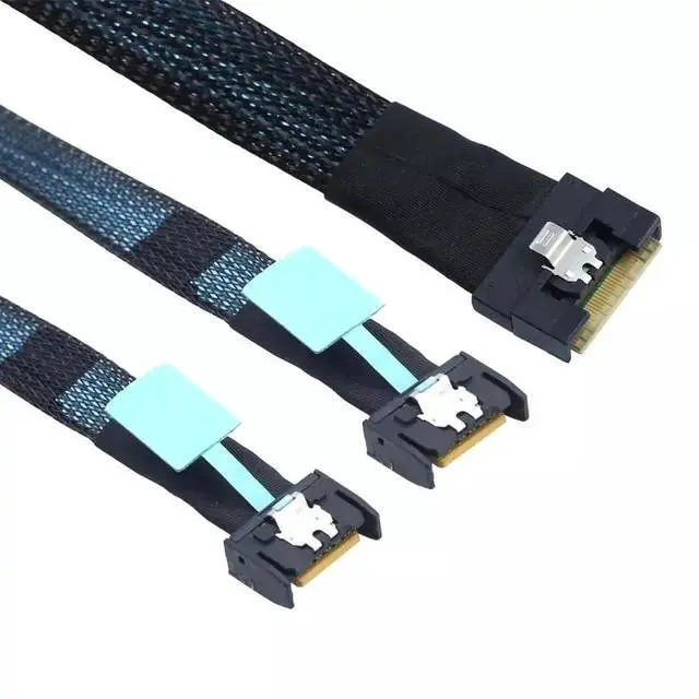 Alt view image 3 of 6 - Slimline SAS SFF-8654 8i 74P to 2 Ports MCIO SFF-8654 4i 38P Server Connection Cable 80CM