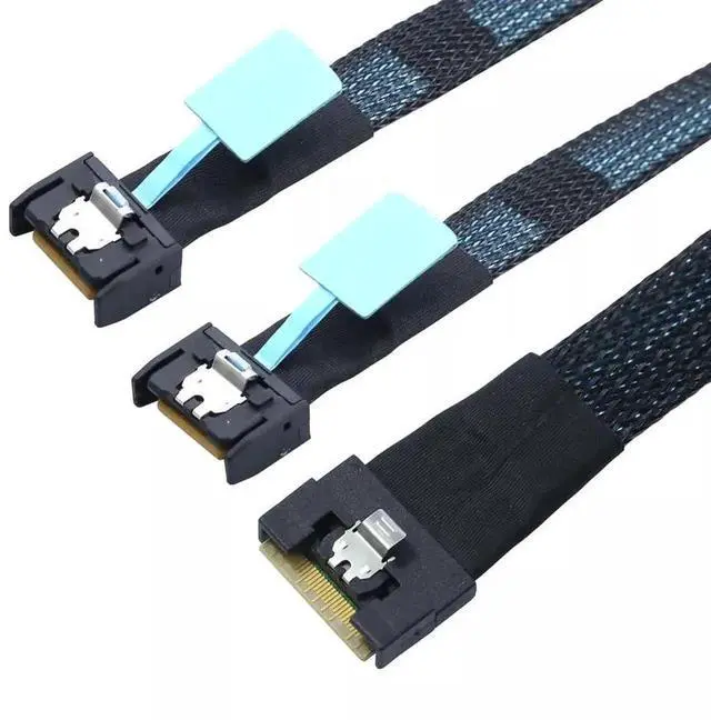 Main image of Slimline SAS SFF-8654 8i 74P to 2 Ports MCIO SFF-8654 4i 38P Server Connection Cable 80CM