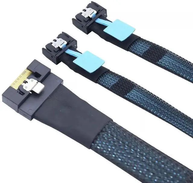 Alt view image 4 of 6 - Slimline SAS SFF-8654 8i 74P to 2 Ports MCIO SFF-8654 4i 38P Server Connection Cable 80CM