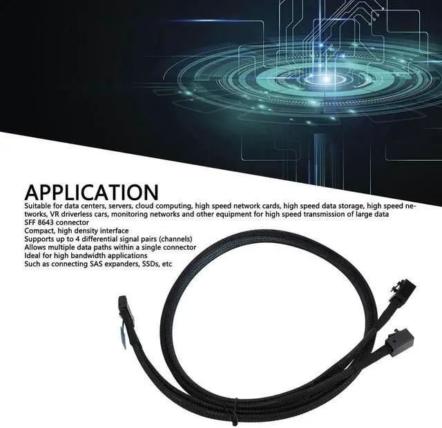 Alt view image 3 of 6 - MCIO 8i to 2*SFF-8643 Cable, MCIO x8 74Pin to Mini SAS HD SFF-8643 Cord, Compliant with SCSI (SAS), PCIE 5.0, 32GT / s Data Transfer Speed, for Server Data Center (31.5in)