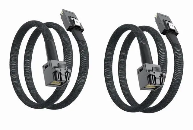 Main image of SFF-8643 to SFF-8087 Mini SAS HD Cable with Sideband, Compatible with 12Gbps SAS Drives and 6Gbps SAS/SATA Drives, 0.5-m(1.64ft), 2 Pack