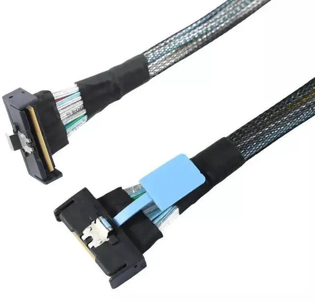 Alt view image 6 of 6 - Right Angle SAS MCIO SFF-8654 8I 5.0 74P PCIE to MCIO SFF-8654 connection cable (1m)