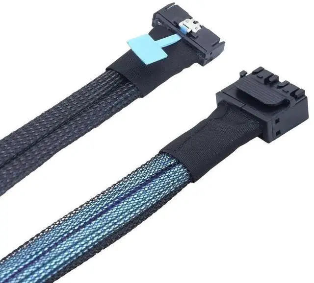 Alt view image 3 of 6 - PCI-E 5.0 MCIO 8X 74Pin to 8X Dual 36Pin Mini SAS HD SFF-8643 Adapter Cable 50CM