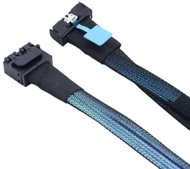 Alt view image 5 of 6 - PCI-E 5.0 MCIO 8X 74Pin to 8X Dual 36Pin Mini SAS HD SFF-8643 Adapter Cable 50CM