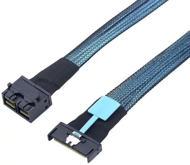 Alt view image 2 of 6 - PCI-E 5.0 MCIO 8X 74Pin to 8X Dual 36Pin Mini SAS HD SFF-8643 Adapter Cable 50CM