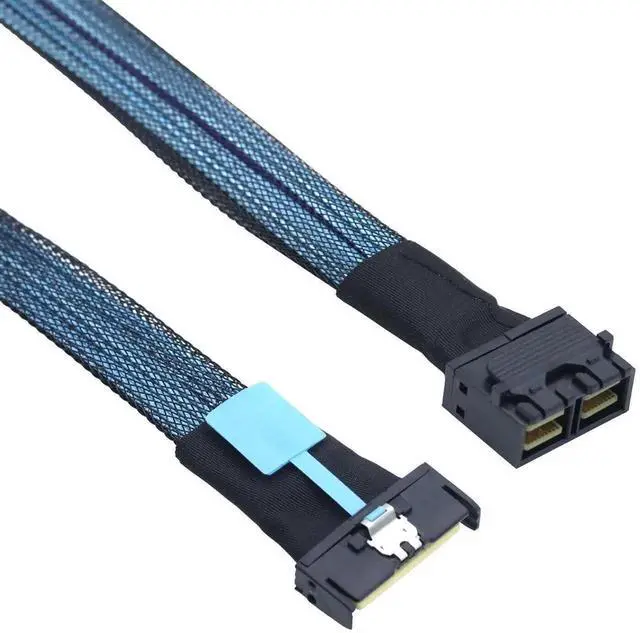Alt view image 6 of 6 - PCI-E 5.0 MCIO 8X 74Pin to 8X Dual 36Pin Mini SAS HD SFF-8643 Adapter Cable 100CM