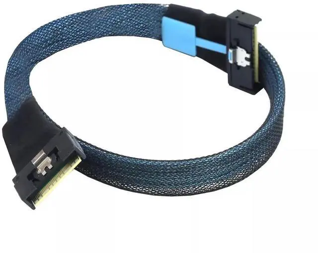 Alt view image 2 of 6 - PCI-E 5.0 MCIO x8 74P to SAS4.0 SFF-8654 8i 74Pin Extension Cable,24 Gbps (0.5m)
