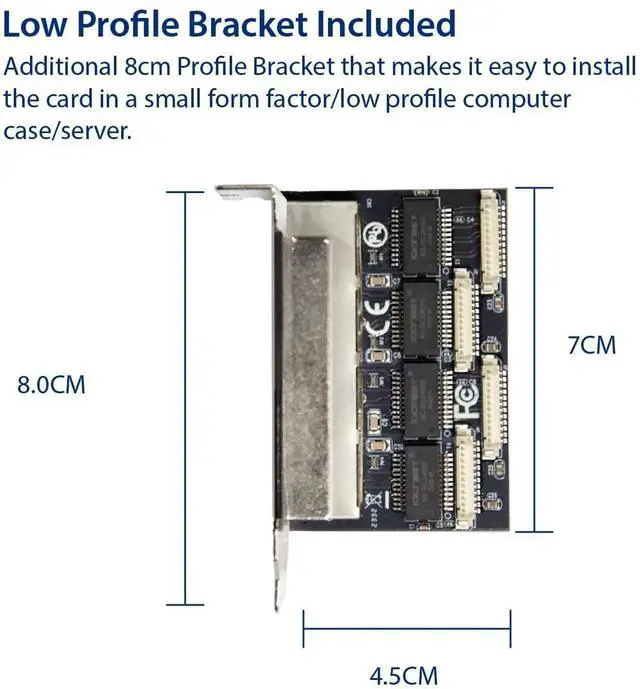 Alt view image 5 of 6 - 4 Ports Gigabit M.2 M+B Key Ethernet Card SI-PEX24092