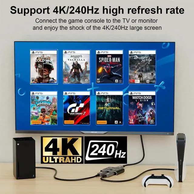 Alt view image 5 of 7 - DP Bi-Direction 2x1 Splitter DisplayPort 2.0 Switcher Box Selector Hub Support HDCP SST Extended 16K@60hz 4K@240hz Convertor Compatible with PC Monitor