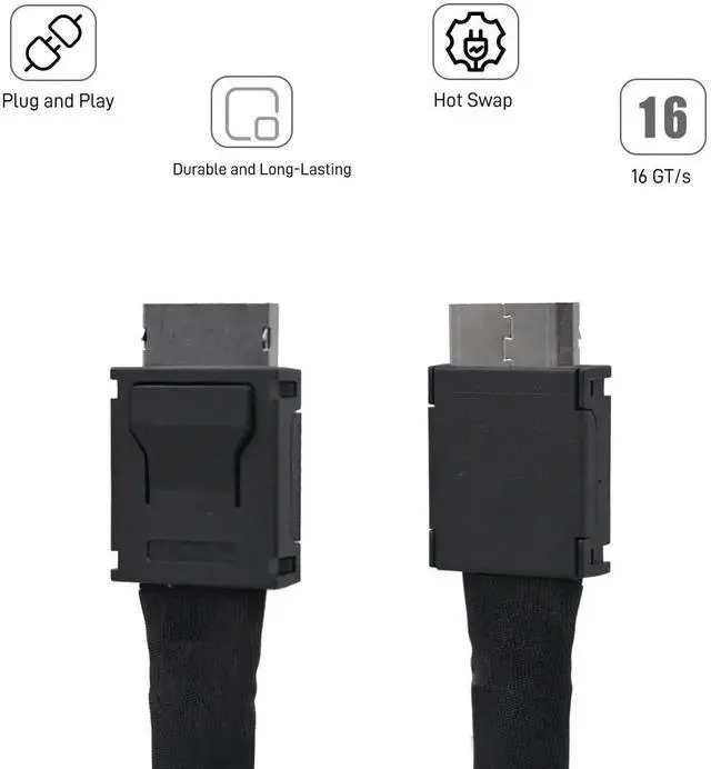Alt view image 3 of 7 - Oculink Cable PCIe 4.0 SFF-8611 4i Long Male Extension Cable for Oculink eGPU onexGPU Mini PC SSD, 6.6 feet (200 cm)