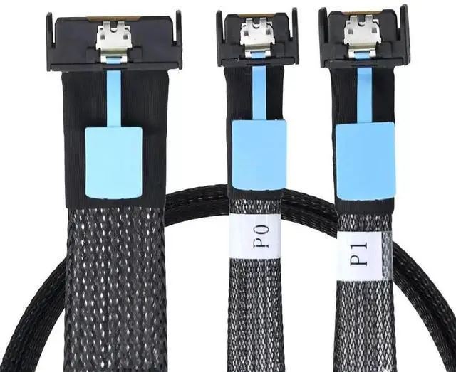 Alt view image 2 of 4 - PCI-E5.0 SAS SFF-8654 MCIO 8i 74Pin Male to SFF-8654 4i 38 Pin GEN5 Extender Cable 50CM