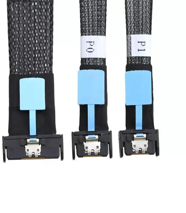 Alt view image 4 of 4 - PCI-E5.0 SAS SFF-8654 MCIO 8i 74Pin Male to SFF-8654 4i 38 Pin GEN5 Extender Cable 50CM