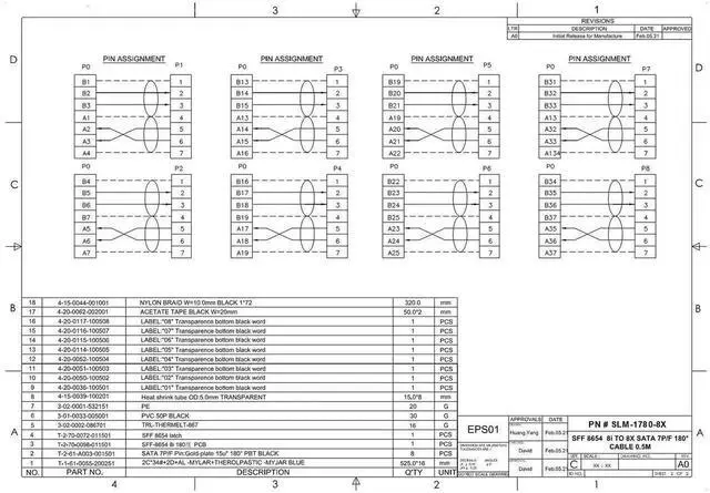 Alt view image 2 of 3 - SlimSAS 8i (SFF-8654) to 8X SATA Cable - 50CM for High-Speed Data Connectivity