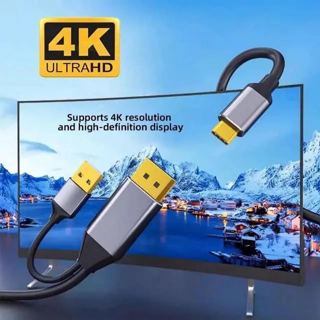 Alt view image 6 of 7 - Reversed Displayport to USB-C Cable 4K, DP Host Source to Type C Male Touch Screen Displays HDTV Cord for Laptop Monitor 2.0m/6.56ft