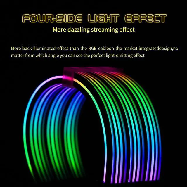 Alt view image 3 of 7 - 24 Pin RGB Cable,RGB PSU Cables Extensions - 5V 3Pin Addressable ARGB Motherboard Power Supply fit Black PC Case Build Black Style