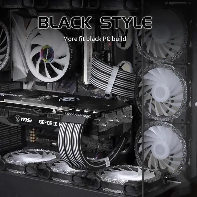 Alt view image 6 of 7 - 24 Pin RGB Cable,RGB PSU Cables Extensions - 5V 3Pin Addressable ARGB Motherboard Power Supply fit Black PC Case Build Black Style